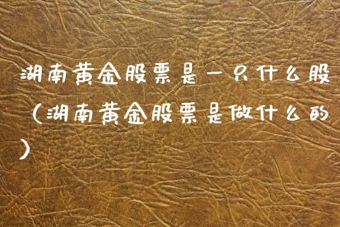 湖南黄金股票是一只什么股（湖南黄金股票是做什么的）_https://www.xmqjcw.com_期货投资_第1张