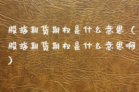 股指期货期权是什么意思（股指期货期权是什么意思啊）_https://www.xmqjcw.com_期货投资_第1张