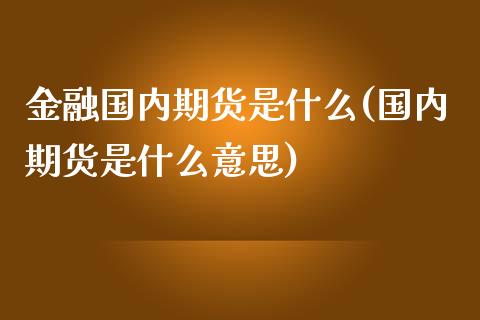 金融国内期货是什么(国内期货是什么意思)_https://www.xmqjcw.com_期货直播室_第1张