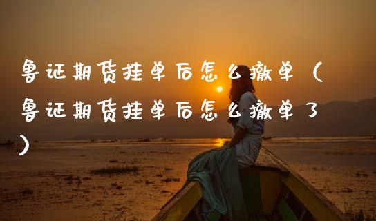 鲁证期货挂单后怎么撤单（鲁证期货挂单后怎么撤单了）_https://www.xmqjcw.com_期货投资_第1张
