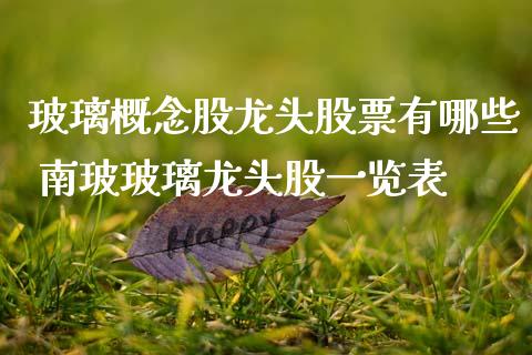玻璃概念股龙头股票有哪些 南玻玻璃龙头股一览表_https://www.xmqjcw.com_股票投资_第1张