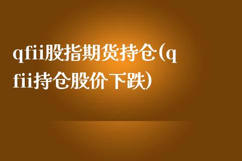 qfii股指期货持仓(qfii持仓股价下跌)_https://www.xmqjcw.com_期货百科_第1张