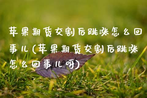 苹果期货交割后跳涨怎么回事儿(苹果期货交割后跳涨怎么回事儿呀)_https://www.xmqjcw.com_基金理财_第1张