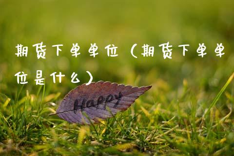 期货下单单位（期货下单单位是什么）_https://www.xmqjcw.com_期货行情_第1张