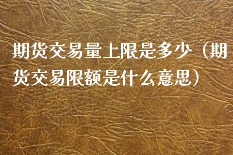 期货交易量上限是多少（期货交易限额是什么意思）_https://www.xmqjcw.com_期货投资_第1张