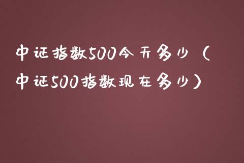 中证指数500今天多少（中证500指数现在多少）_https://www.xmqjcw.com_期货直播室_第1张