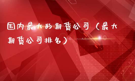 国内最大的期货公司（最大期货公司排名）_https://www.xmqjcw.com_期货直播室_第1张