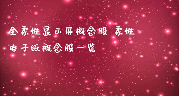 全柔性显示屏概念股 柔性电子纸概念股一览_https://www.xmqjcw.com_股票投资_第1张