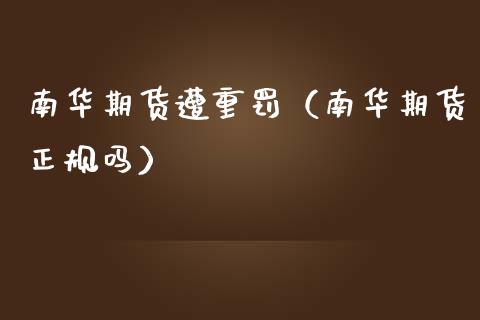 南华期货遭重罚（南华期货正规吗）_https://www.xmqjcw.com_期货直播室_第1张