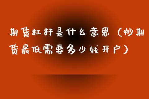 期货杠杆是什么意思（炒期货最低需要多少钱开户）_https://www.xmqjcw.com_期货直播室_第1张
