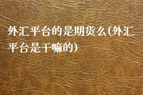 外汇平台的是期货么(外汇平台是的)_https://www.xmqjcw.com_期货行情_第1张