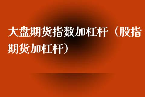 大盘期货指数加杠杆（股指期货加杠杆）_https://www.xmqjcw.com_期货投资_第1张