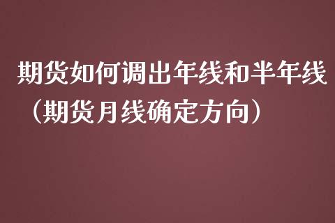 期货如何调出年线和半年线（期货月线确定方向）_https://www.xmqjcw.com_期货行情_第1张