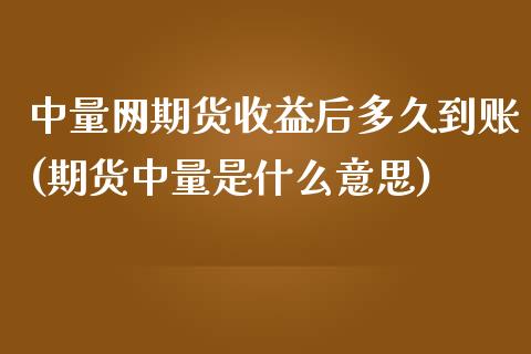 中量网期货收益后多久到账(期货中量是什么意思)_https://www.xmqjcw.com_期货投资_第1张