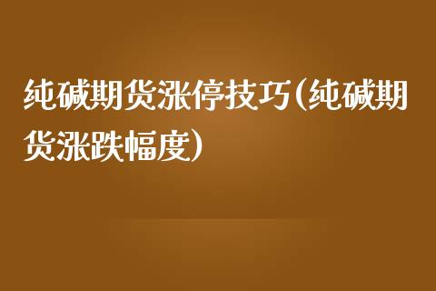 纯碱期货涨停技巧(纯碱期货涨跌幅度)_https://www.xmqjcw.com_期货百科_第1张