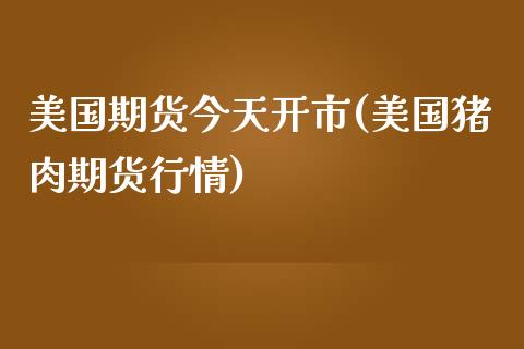 美国期货今天开市(美国猪肉期货行情)_https://www.xmqjcw.com_基金理财_第1张