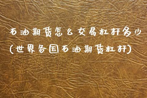 石油期货怎么交易杠杆多少(世界各国石油期货杠杆)_https://www.xmqjcw.com_期货百科_第1张