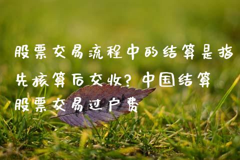 股票交易流程中的结算是指先核算后交收? 中国结算股票交易过户费_https://www.xmqjcw.com_股票投资_第1张