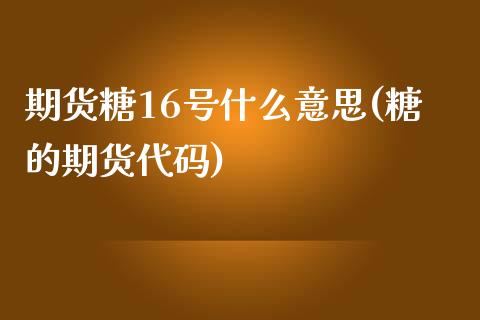 期货糖16号什么意思(糖的期货代码)_https://www.xmqjcw.com_基金理财_第1张