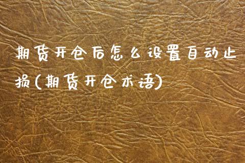 期货开仓后怎么设置自动止损(期货开仓术语)_https://www.xmqjcw.com_期货直播室_第1张