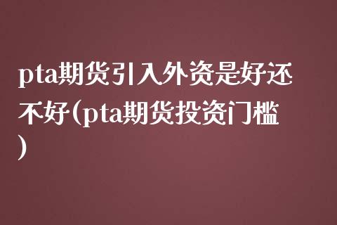 pta期货引入外资是好还不好(pta期货投资门槛)_https://www.xmqjcw.com_期货百科_第1张