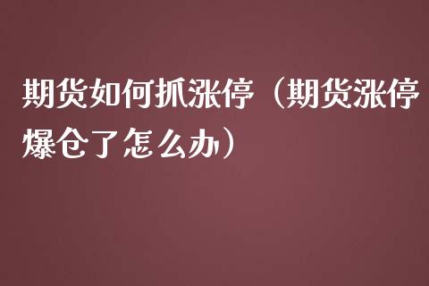 期货如何抓涨停（期货涨停爆仓了怎么办）_https://www.xmqjcw.com_期货投资_第1张