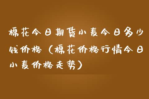 棉花今日期货小麦今日多少钱价格（棉花价格行情今日小麦价格走势）_https://www.xmqjcw.com_期货投资_第1张