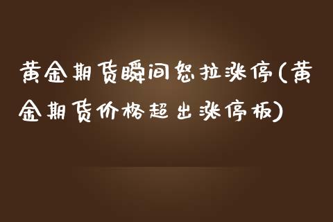 黄金期货瞬间怒拉涨停(黄金期货价格超出涨停板)_https://www.xmqjcw.com_期货百科_第1张