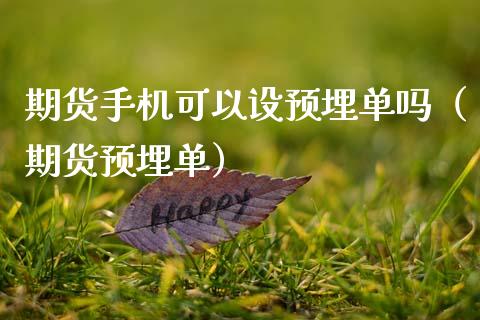 期货手机可以设预埋单吗（期货预埋单）_https://www.xmqjcw.com_期货投资_第1张