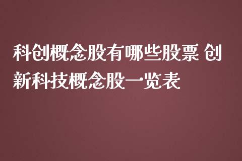 科创概念股有哪些股票 创新科技概念股一览表_https://www.xmqjcw.com_股票投资_第1张