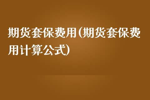 期货套保费用(期货套保费用计算公式)_https://www.xmqjcw.com_期货投资_第1张