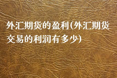 外汇期货的盈利(外汇期货交易的利润有多少)_https://www.xmqjcw.com_期货行情_第1张