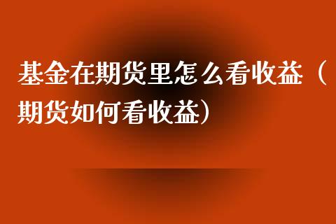 基金在期货里怎么看收益（期货如何看收益）_https://www.xmqjcw.com_期货直播室_第1张