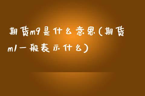 期货m9是什么意思(期货m1一般表示什么)_期货百科_第1张_秦聚理财 期货m9是什么意思(期货m1一般表示什么)_https://www.xmqjcw.com_期货百科_第1张