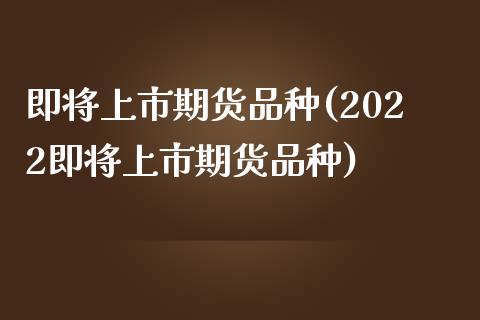 即将上市期货品种(2022即将上市期货品种)_https://www.xmqjcw.com_期货百科_第1张