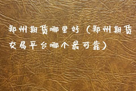 郑州期货哪里好（郑州期货交易平台哪个最可靠）_https://www.xmqjcw.com_期货直播室_第1张