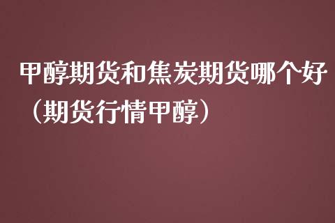 甲醇期货和焦炭期货哪个好（期货行情甲醇）_https://www.xmqjcw.com_期货投资_第1张