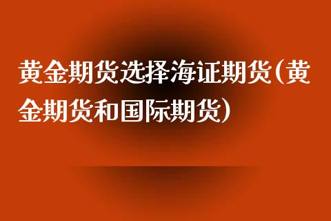 黄金期货选择海证期货(黄金期货和国际期货)_https://www.xmqjcw.com_期货百科_第1张