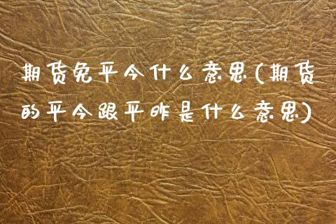 期货免平今什么意思(期货的平今跟平昨是什么意思)_https://www.xmqjcw.com_期货直播室_第1张