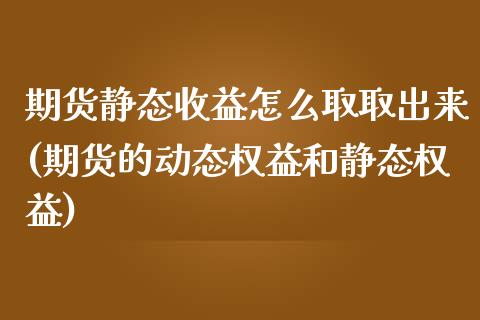 期货静态收益怎么取取出来(期货的动态权益和静态权益)_https://www.xmqjcw.com_期货行情_第1张