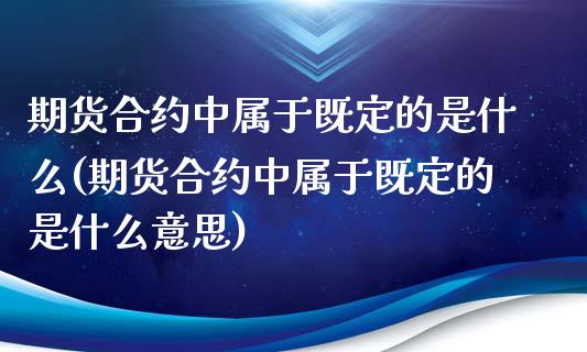 期货合约中属于既定的是什么(期货合约中属于既定的是什么意思)_https://www.xmqjcw.com_期货直播室_第1张