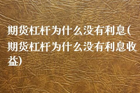 期货杠杆为什么没有利息(期货杠杆为什么没有利息收益)_https://www.xmqjcw.com_期货百科_第1张