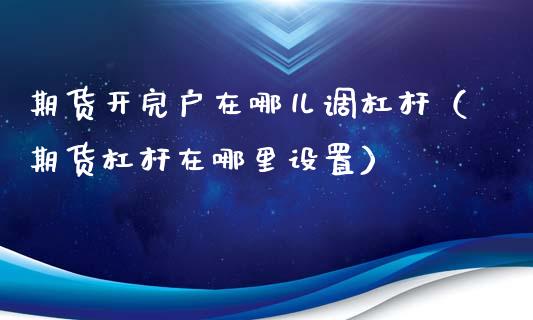 期货开完户在哪儿调杠杆（期货杠杆在哪里设置）_https://www.xmqjcw.com_期货直播室_第1张