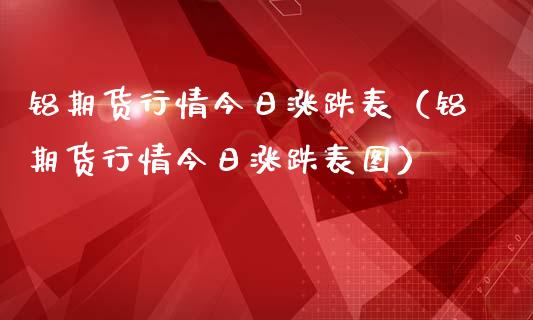 铝期货行情今日涨跌表（铝期货行情今日涨跌表图）_https://www.xmqjcw.com_期货投资_第1张