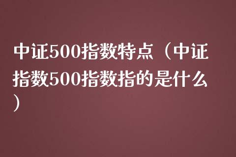 中证500指数特点（中证指数500指数指的是什么）_https://www.xmqjcw.com_期货行情_第1张