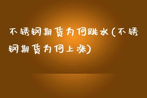 不锈钢期货为何跳水(不锈钢期货为何上涨)_https://www.xmqjcw.com_期货百科_第1张
