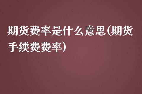 期货费率是什么意思(期货手续费费率)_https://www.xmqjcw.com_基金理财_第1张