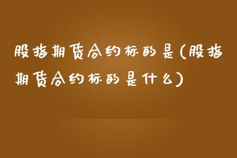 股指期货合约标的是(股指期货合约标的是什么)_https://www.xmqjcw.com_期货行情_第1张