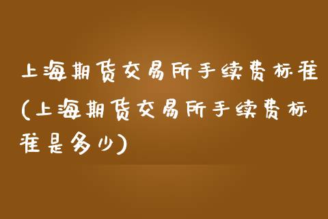 上海期货交易所手续费标准(上海期货交易所手续费标准是多少)_https://www.xmqjcw.com_期货直播室_第1张