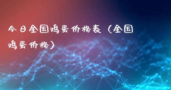 今日全国鸡蛋价格表（全国鸡蛋价格）_https://www.xmqjcw.com_期货投资_第1张